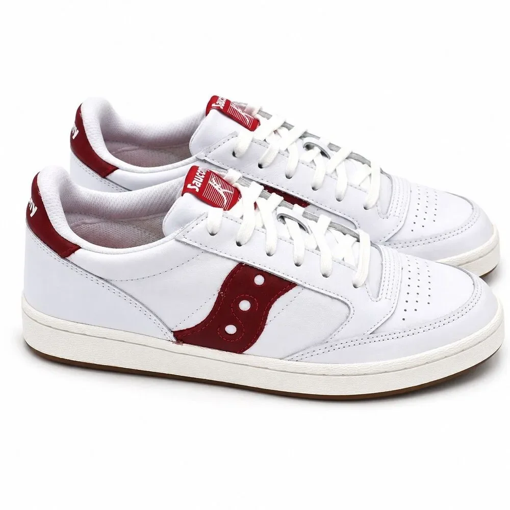 Saucony Jazz Court White Red Women's 9.5 Men's 8 Leather Sneakers S70555-6